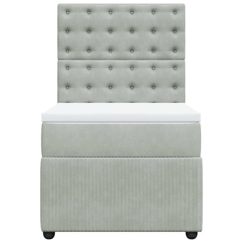 ŁÓŻKO KONTYNENTALNE Z MATERACEM JASNOSZARE AKSAMIT 90X190CM