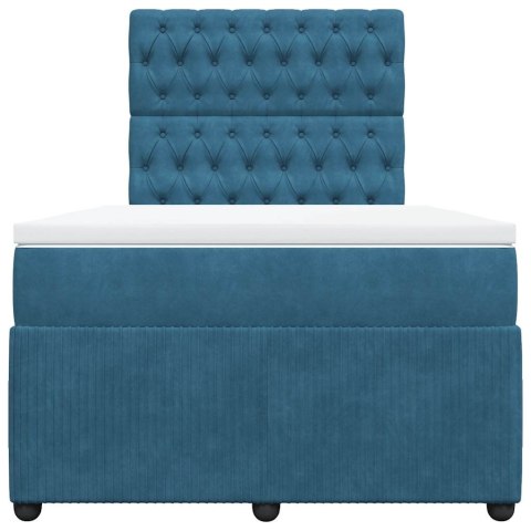 VidaXL Łóżko kontynentalne z materacem, niebieskie, 120x200cm, aksamit