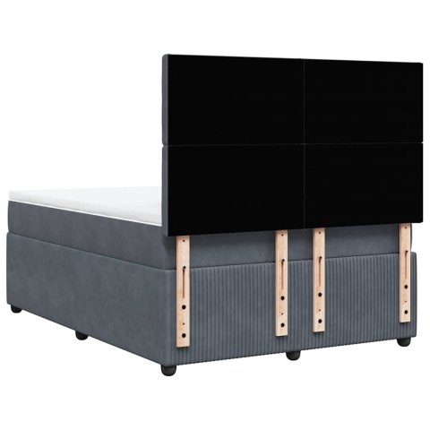 ŁÓŻKO KONTYNENTALNE Z MATERACEM CIEMNOSZARE 160X200CM AKSAMIT