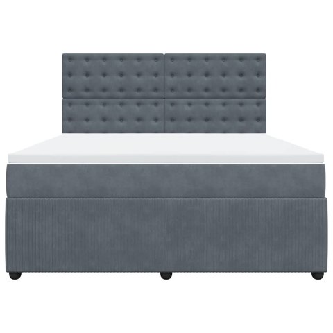 ŁÓŻKO KONTYNENTALNE Z MATERACEM CIEMNOSZARE 180X200CM AKSAMIT