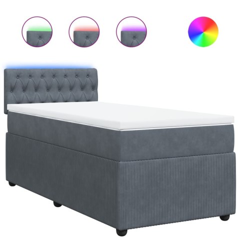 ŁÓŻKO KONTYNENTALNE Z MATERACEM CIEMNOSZARY AKSAMIT 100X200CM