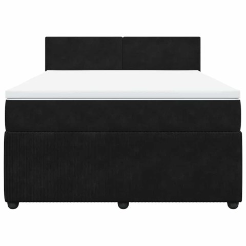 ŁÓŻKO KONTYNENTALNE Z MATERACEM CZARNE AKSAMIT 140X190CM