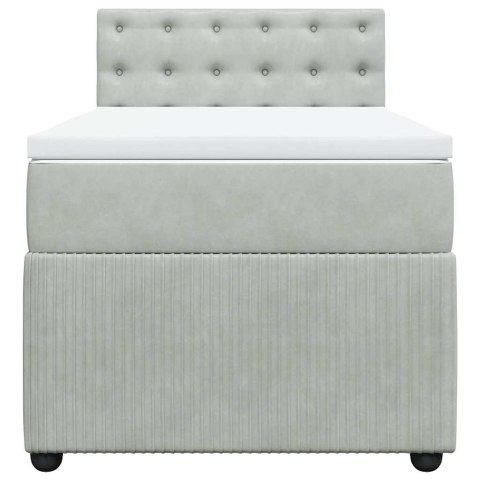 ŁÓŻKO KONTYNENTALNE Z MATERACEM JASNOSZARE AKSAMIT 100X200CM