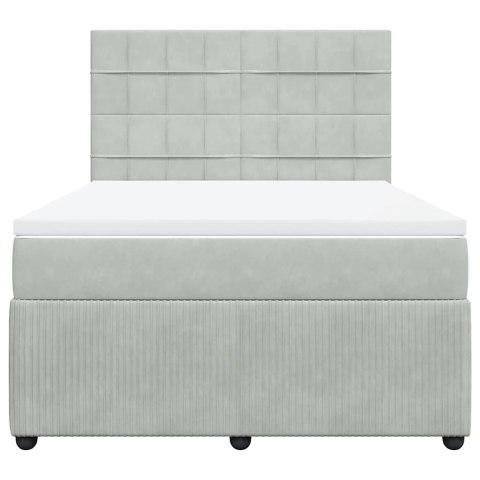 ŁÓŻKO KONTYNENTALNE Z MATERACEM JASNOSZARE AKSAMIT 140X190CM