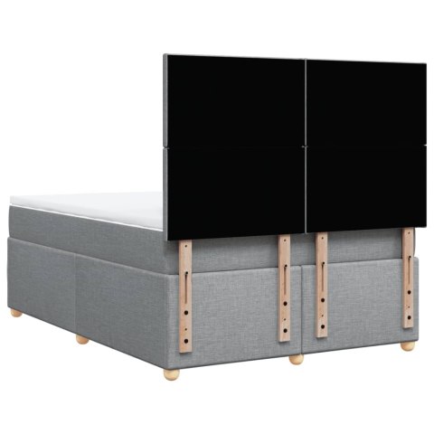 ŁÓŻKO KONTYNENTALNE Z MATERACEM JASNOSZARE TKANINA 160X200CM