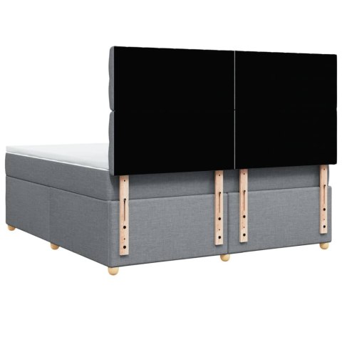 ŁÓŻKO KONTYNENTALNE Z MATERACEM JASNOSZARE TKANINA 180X200CM