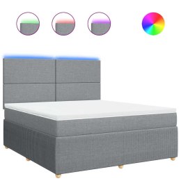 ŁÓŻKO KONTYNENTALNE Z MATERACEM JASNOSZARE TKANINA 180X200CM