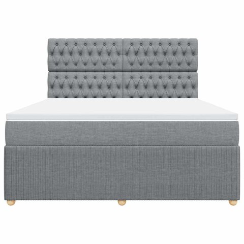 ŁÓŻKO KONTYNENTALNE Z MATERACEM JASNOSZARE TKANINA 180X200CM