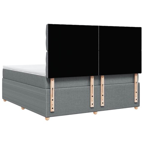 ŁÓŻKO KONTYNENTALNE Z MATERACEM JASNOSZARE TKANINA 180X200CM