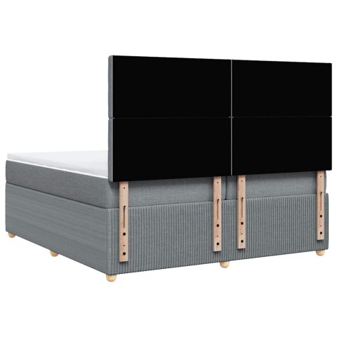 ŁÓŻKO KONTYNENTALNE Z MATERACEM JASNOSZARE TKANINA 200X200CM