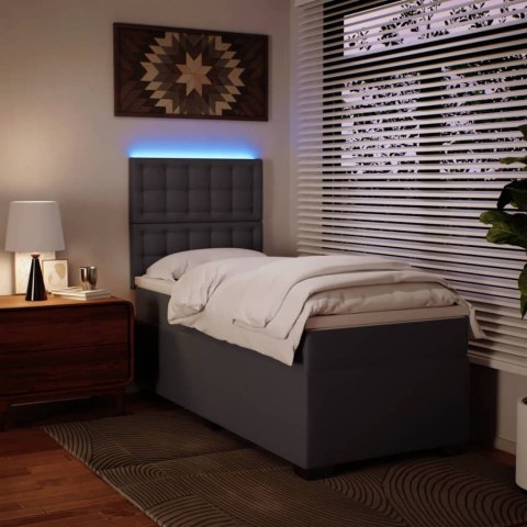 VidaXL Łóżko kontynentalne z materacem, szare, ekoskóra 80x200 cm