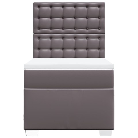 VidaXL Łóżko kontynentalne z materacem, szare, ekoskóra 80x200 cm