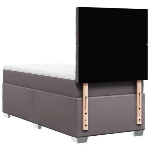 VidaXL Łóżko kontynentalne z materacem, szare, ekoskóra 80x200 cm