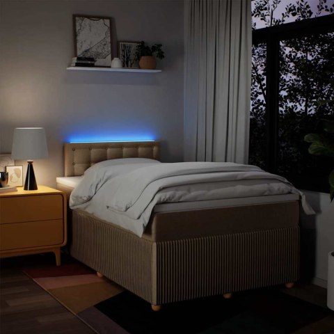 VidaXL Łóżko kontynentalne z materacem, kremowe, tkanina, 120x200 cm