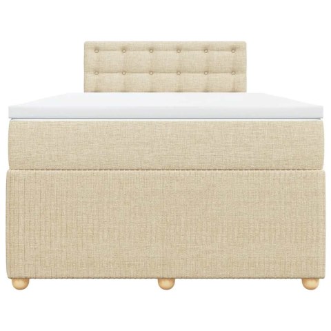 VidaXL Łóżko kontynentalne z materacem, kremowe, tkanina, 120x200 cm