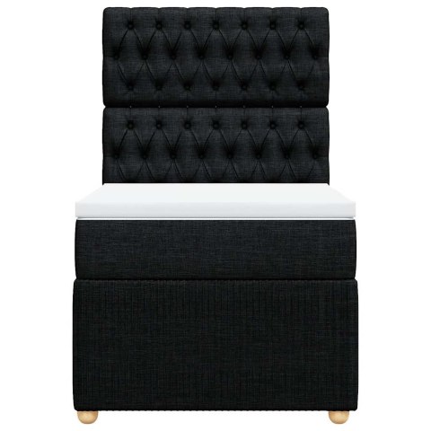 ŁÓŻKO KONTYNENTALNE Z MATERACEM CZARNE TKANINA 100X200CM