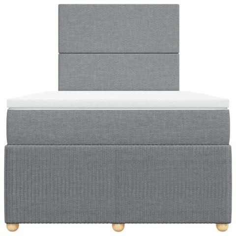 ŁÓŻKO KONTYNENTALNE Z MATERACEM JASNOSZARE 120X190CM TKANINA