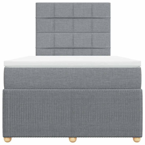 ŁÓŻKO KONTYNENTALNE Z MATERACEM JASNOSZARE 120X190CM TKANINA