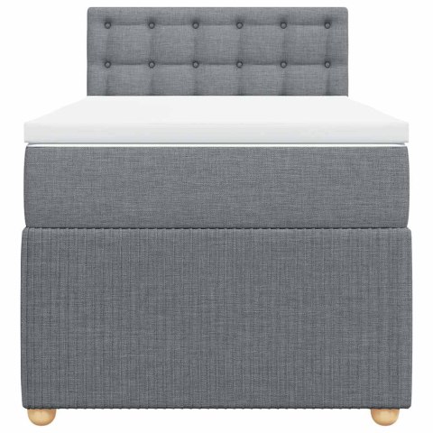 ŁÓŻKO KONTYNENTALNE Z MATERACEM JASNOSZARE TKANINA 90X200CM