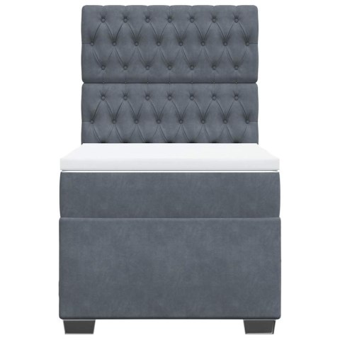 ŁÓŻKO KONTYNENTALNE Z MATERACEM CIEMNOSZARY AKSAMIT 90X200CM