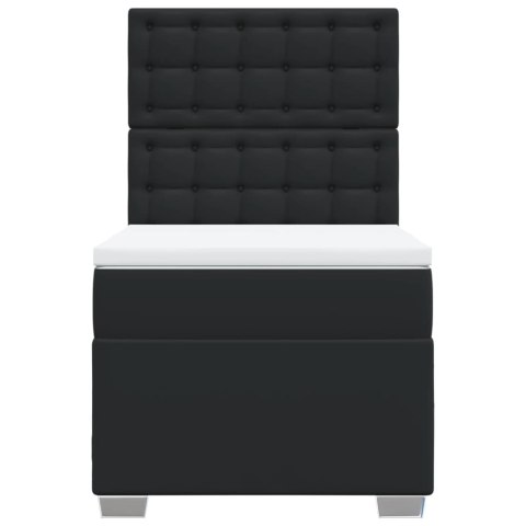 ŁÓŻKO KONTYNENTALNE Z MATERACEM CZARNE EKOSKÓRA 90X200CM