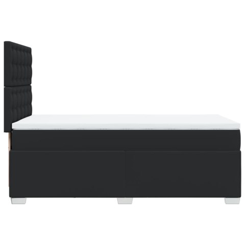 ŁÓŻKO KONTYNENTALNE Z MATERACEM CZARNE EKOSKÓRA 90X200CM