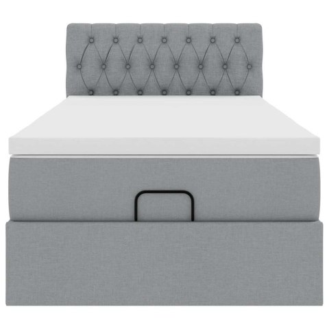 ŁÓŻKO OTOMANA Z MATERACEM JASNOSZARE 100X200CM TKANINA