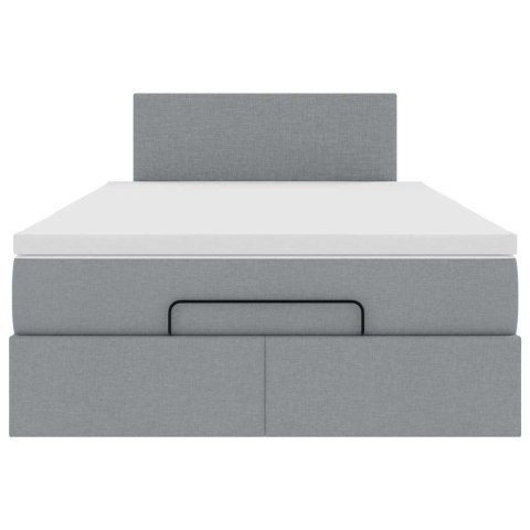ŁÓŻKO OTOMANA Z MATERACEM JASNOSZARE 120X200CM TKANINA