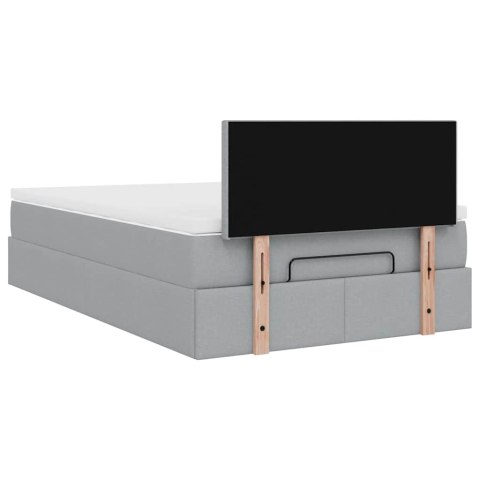 ŁÓŻKO OTOMANA Z MATERACEM JASNOSZARE 120X200CM TKANINA