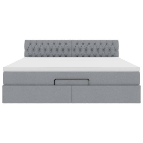 ŁÓŻKO OTOMANA Z MATERACEM JASNOSZARE 160X200CM TKANINA