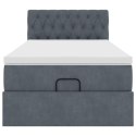 RAMA ŁÓŻKA OTOMANA Z MATERACEM SZARA 90X200CM AKSAMIT