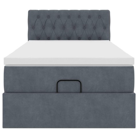 RAMA ŁÓŻKA OTOMANA Z MATERACEM SZARA 90X200CM AKSAMIT