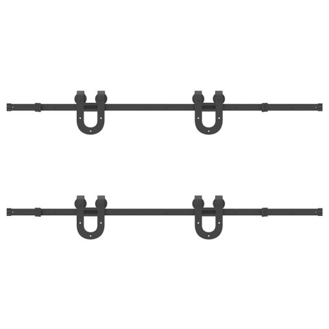 SYSTEM DO MONTAŻU DRZWI PRZESUWNYCH 366CM STAL CZARNY