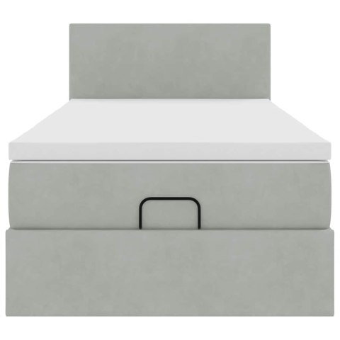 RAMA ŁÓŻKA OTOMANA Z MATERACEM SZARA 90X200CM AKSAMIT