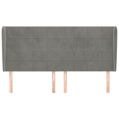 ZAGŁÓWEK USZAK JASNOSZARY 163X23X118/128CM AKSAMIT