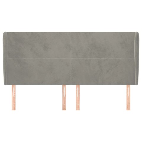 ZAGŁÓWEK USZAK JASNOSZARY 183X23X118/128CM AKSAMIT