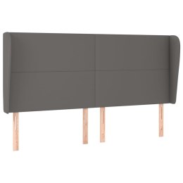 ZAGŁÓWEK USZAK SZARY 203X23X118/128CM SZTUCZNA SKÓRA