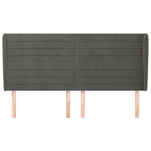 ZAGŁÓWEK USZAK CIEMNOSZARY 183X23X118/128CM AKSAMIT