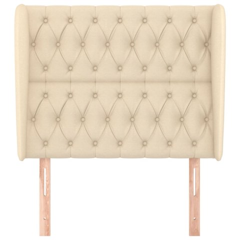 VidaXL Zagłówek uszak, kremowy, 93x23x118/128 cm, tkanina