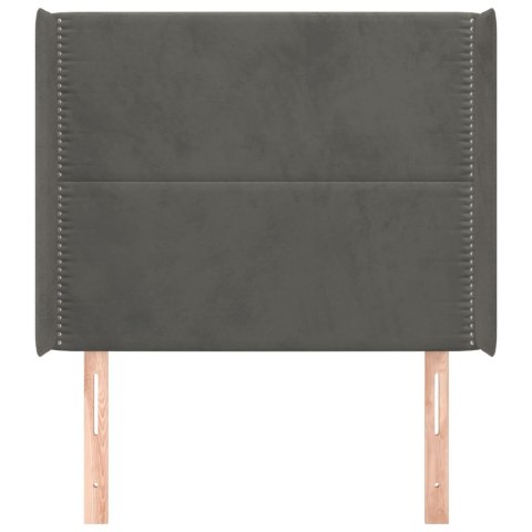 ZAGŁÓWEK USZAK CIEMNOSZARY 93X16X118/128CM AKSAMIT