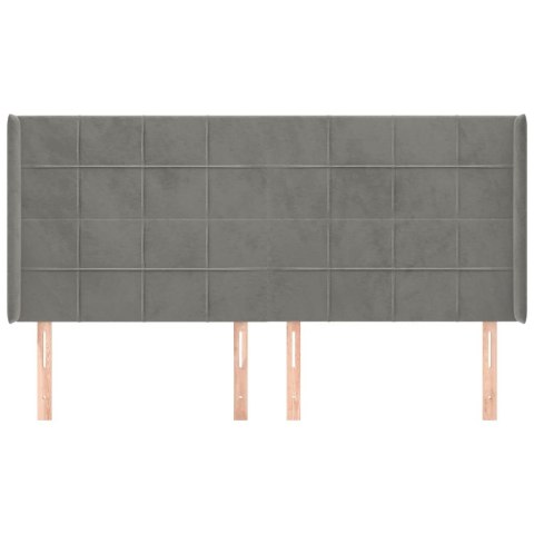 ZAGŁÓWEK USZAK JASNOSZARY 163X16X118/128CM AKSAMIT