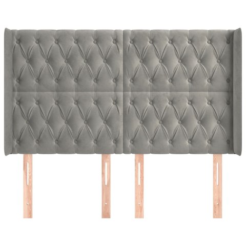 ZAGŁÓWEK USZAK JASNOSZARY 163X16X118/128CM AKSAMIT