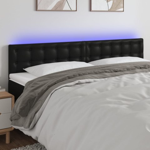 ZAGŁÓWEK DO ŁÓŻKA Z LED CZARNY 160X5X78/88CM SZTUCZNA SKÓRA