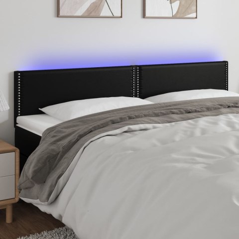 ZAGŁÓWEK DO ŁÓŻKA Z LED CZARNY 200X5X78/88CM SZTUCZNA SKÓRA