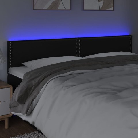 ZAGŁÓWEK DO ŁÓŻKA Z LED CZARNY 200X5X78/88CM SZTUCZNA SKÓRA
