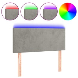 ZAGŁÓWEK DO ŁÓŻKA Z LED JASNOSZARY 100X5X78/88CM AKSAMIT