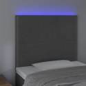 ZAGŁÓWEK DO ŁÓŻKA Z LED CIEMNOSZARY 90X5X118/128CM AKSAMIT