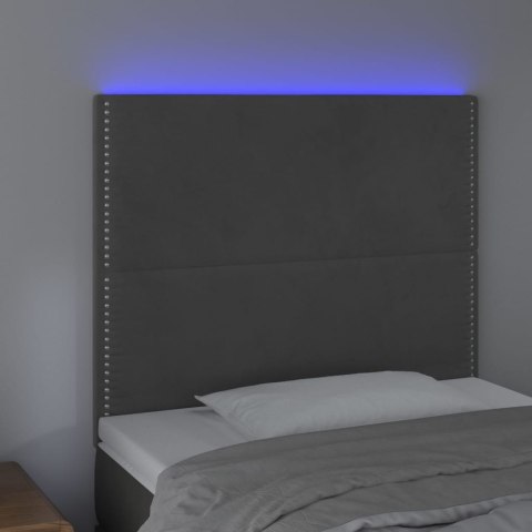 ZAGŁÓWEK DO ŁÓŻKA Z LED CIEMNOSZARY 90X5X118/128CM AKSAMIT