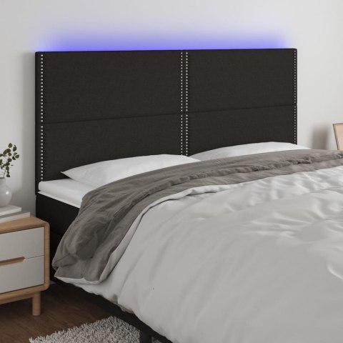 ZAGŁÓWEK DO ŁÓŻKA Z LED CZARNY 180X5X118/128CM TKANINA
