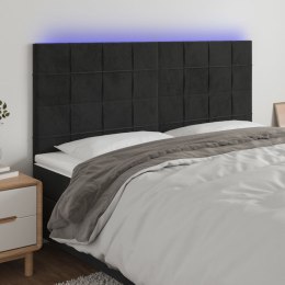 ZAGŁÓWEK DO ŁÓŻKA Z LED CZARNY 200X5X118/128CM AKSAMIT